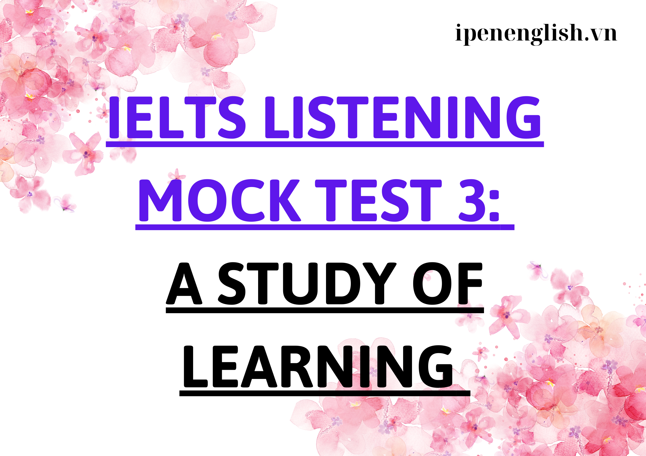 IELTS LISTENING MOCK TEST 3: A STUDY OF LEARNING